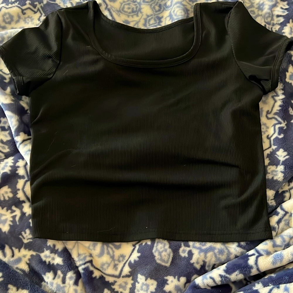 Black square neck t shirt Large